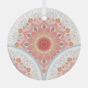 Pfauenfedern, florales rundes Ornament. Ornament Aus Glas