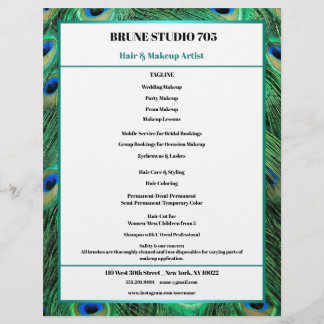 Pfauenfedern für Make-up- und Haarsalon Flyer