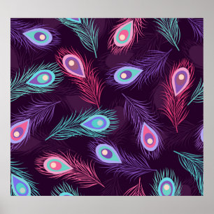 PfauenFedern: Handgezeichnet Vintag. Poster