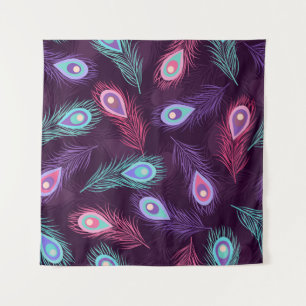 PfauenFedern: Handgezeichnet Vintag. Wandteppich