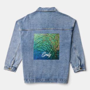 Pfauenfedern I Farbige abstrakte Naturgestaltung Jeansjacke