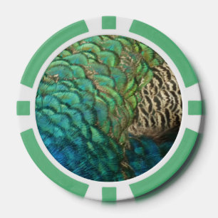 Pfauenfedern I Farbige abstrakte Naturgestaltung Pokerchips