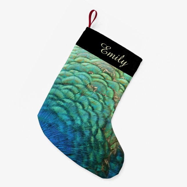 PfauenFedern in farbenprächtiger Abstrakter Natur Kleiner Weihnachtsstrumpf (Vorderansicht (hängend))