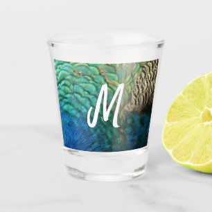 PfauenFedern in farbenprächtiger Abstrakter Natur Schnapsglas