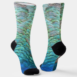 PfauenFedern in farbenprächtiger Abstrakter Natur Socken