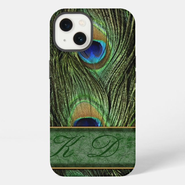 Pfauenfedern iPhone 6 Hülle Monogramm (Rückseite)