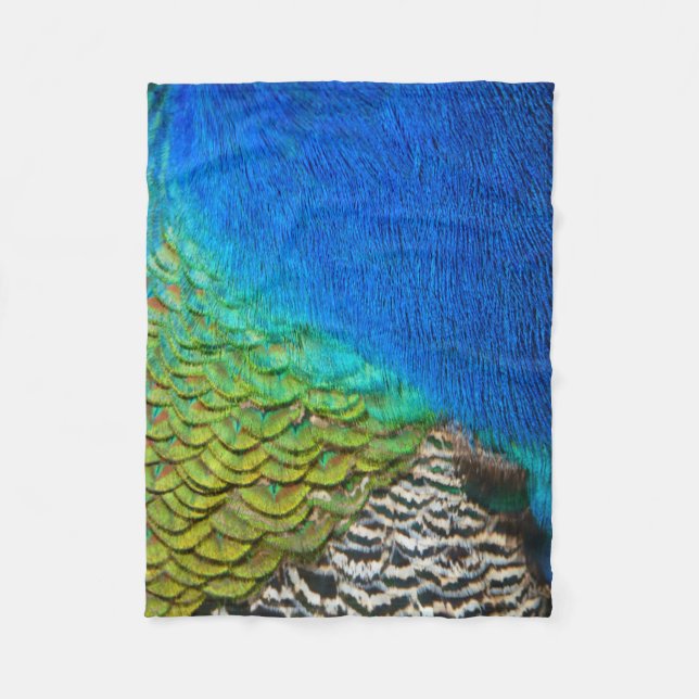 Pfauenfedern IV Farbenfrohe Abstrakte Natur Fleecedecke (Vorderseite)
