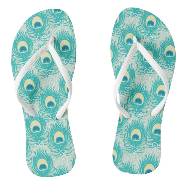 Pfauenfedern Muster Flip Flops (Fußbett)