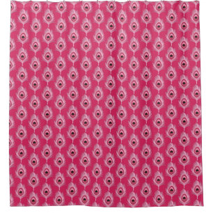 PfauenFedern, Pastellrosa auf Fuchsienrosa Duschvorhang