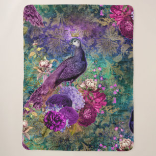 Pfauenfedern Pfauen Elegante Trenddecke Sherpadecke