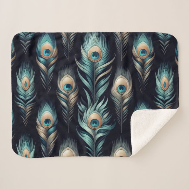 Pfauenfedern Sherpadecke (Vorderseite (Horizontal))