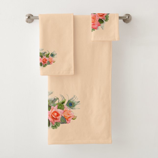 PfauenFedern und Rose Badhandtuch Set (Insitu)