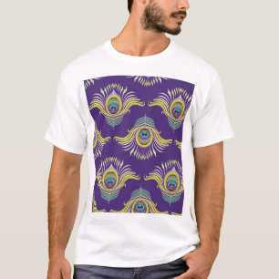 Pfauenfedern: Vintager nahtloser Hintergrund. T-Shirt