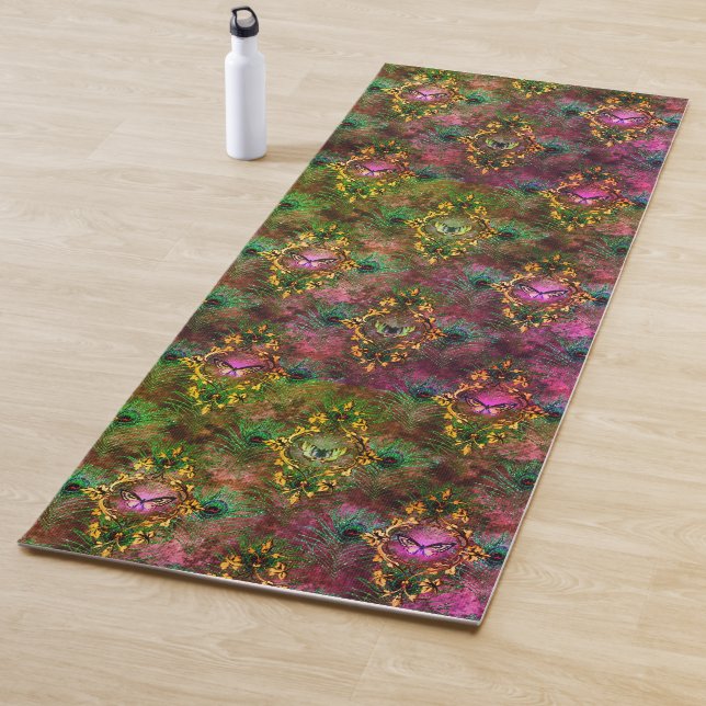 Pfauenfederschmetterling viktorianisches lila Gold Yogamatte (Beispiel)