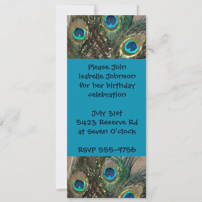 Pfauenfresser Geburtstag Einladung (Vorderseite)