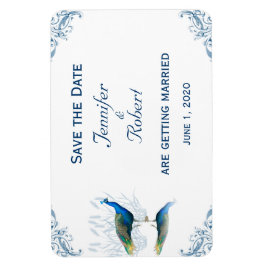 Pfauengarten in Blau und Weiß Save the Date Magnet