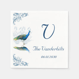 Pfauengarten in Blauer und Weiße Hochzeit Serviette