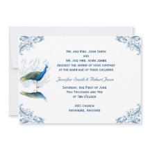 Pfauengarten in Blue White Wedding Einladung