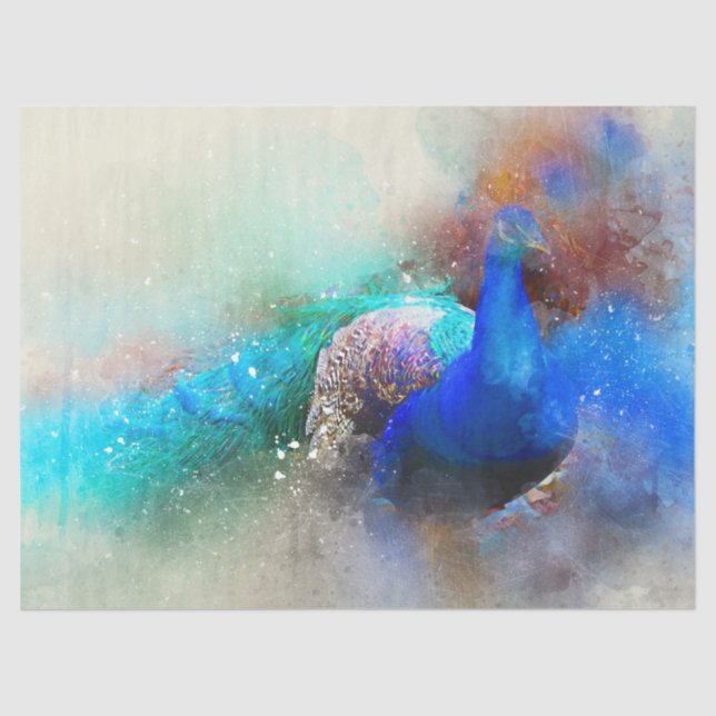 Pfauengedeckte Wand Art Decoupage Tissue Seidenpapier (Vorderseite)