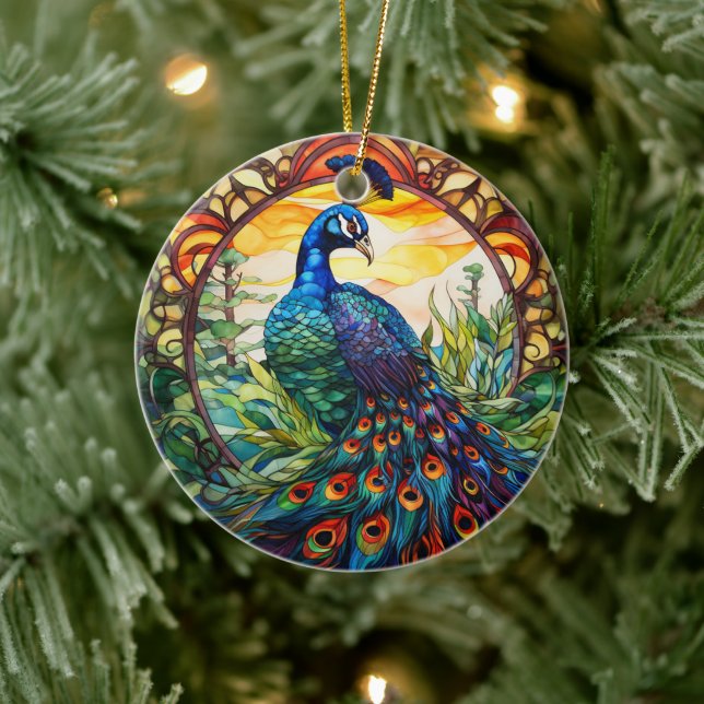 Pfauengestanzte Keramik Treppenbaum Keramik Ornament (Baum)