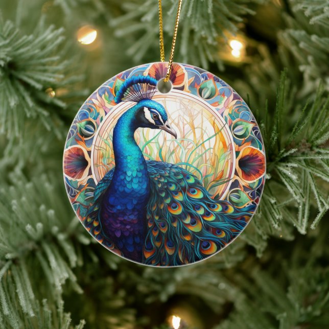 Pfauengestanzte Keramik Treppenbaum Keramik Ornament (Baum)