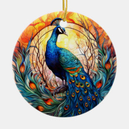 Pfauengestanzte Keramik Treppenbaum Ornament