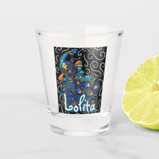 Pfauenhalle Pastel Bird Personalisiert Schnapsglas (Vorderseite)
