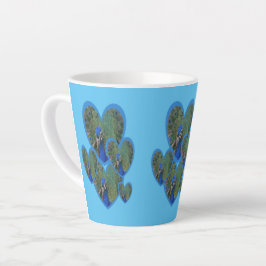 Pfauenherzen-Muster Kust. BC Blue Latte Tasse