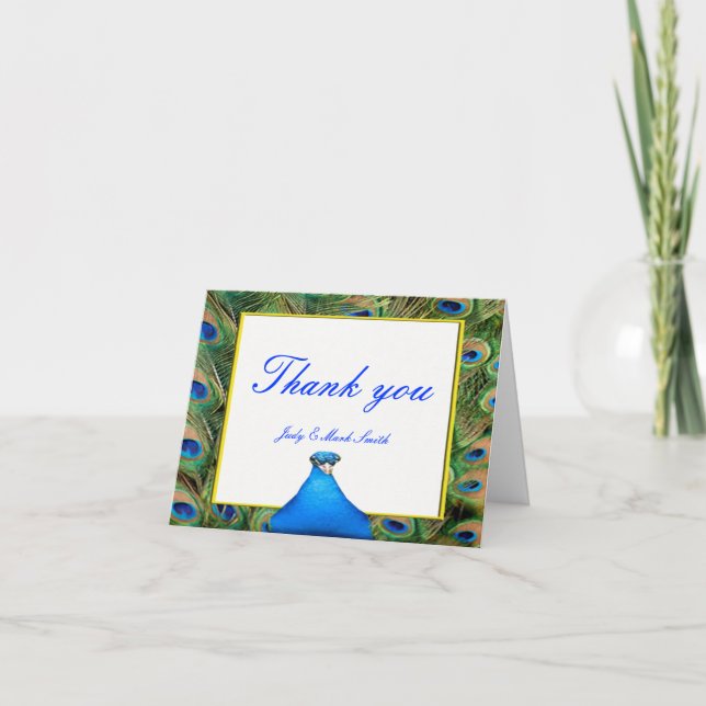 Pfauenhochzeit Dankeschön-Karte Dankeskarte (Vorderseite)