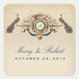 Pfauenhochzeit Quadratischer Aufkleber