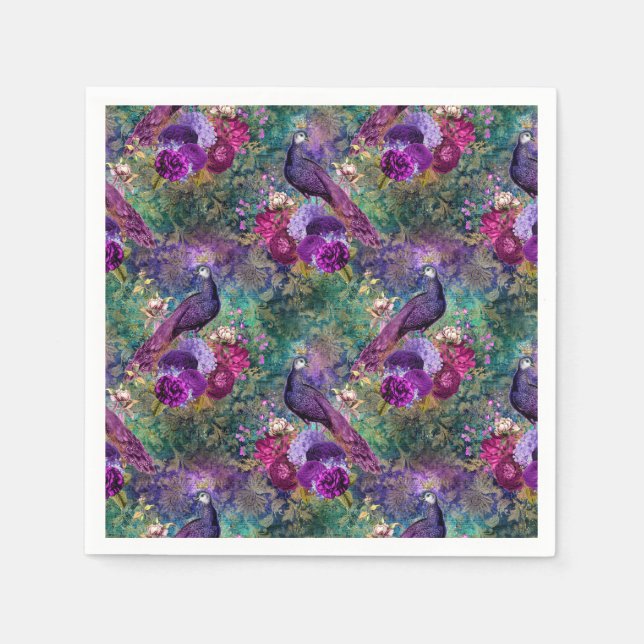 Pfauenhochzeiten Papier Napkins Serviette (Vorderseite)