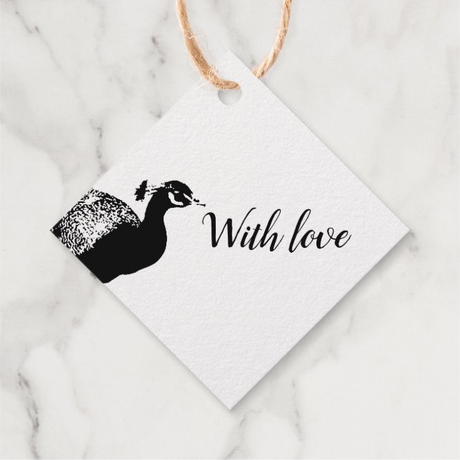 Pfauenkautschuk-Briefmarke Geschenkanhänger (Rückseite)