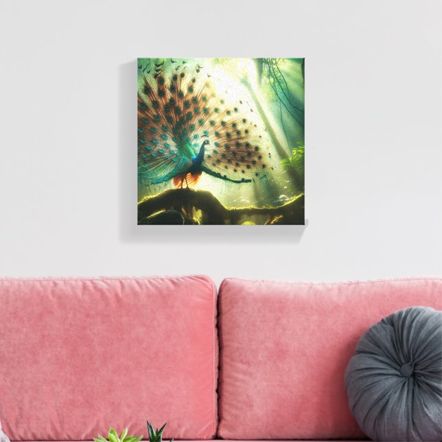 Pfauenkunst Leinwanddruck (Insitu (Wohnzimmer))