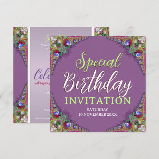 Pfauenlace-Fraktale Besondere Geburtstagsparty Einladung