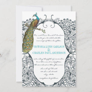 Pfauenlove-Hochzeit der Navy Einladung