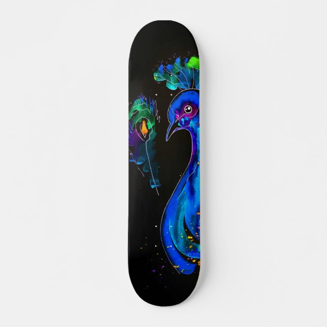 Pfauenmalerei Skateboard (Vorne)
