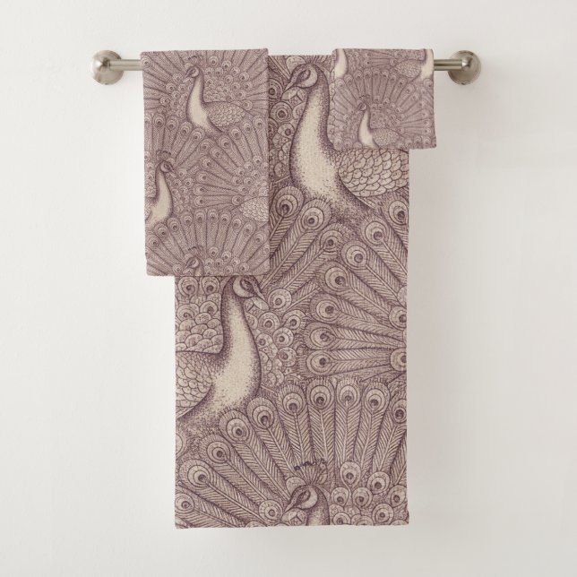 Pfauenmuster Badhandtuch Set (Insitu)