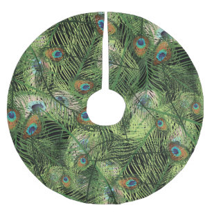 Pfauenmuster Polyester Weihnachtsbaumdecke