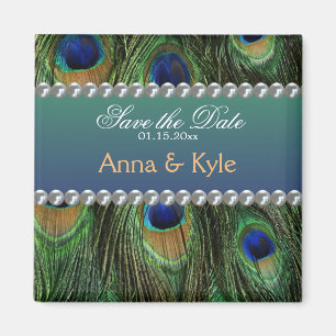 Pfauenmuster und Perlen Magnet