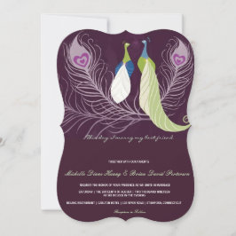 Pfauenpaare Love Birds Lila Hochzeit Einladung