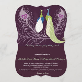 Pfauenpaare Love Birds Lila Hochzeit Einladung
