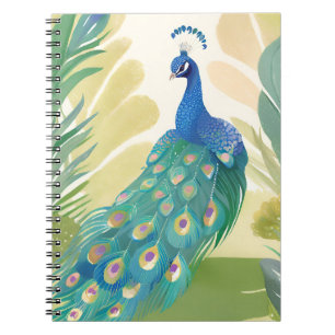 Pfauenprinzessin   Aquarell Tier Natur Notizblock