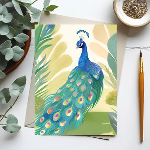 Pfauenprinzessin   Aquarell Tier Natur Postkarte