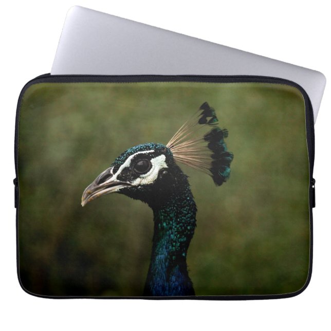 Pfauenprofil Laptopschutzhülle (Vorderseite)