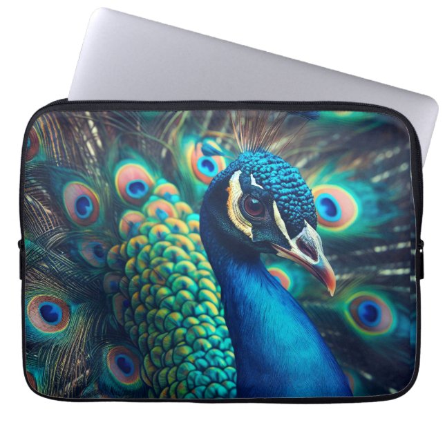 Pfauenprofil Laptopschutzhülle (Vorderseite)