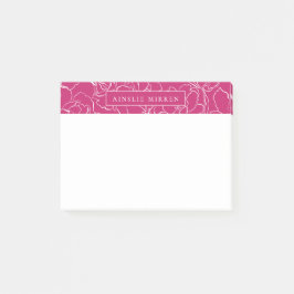 Pfauenrosa Einfach blumig Personalisiert Post-it Klebezettel