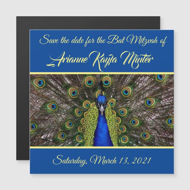 Pfauenschale Magnetkarte Magneteinladung (Vorne/Hinten)