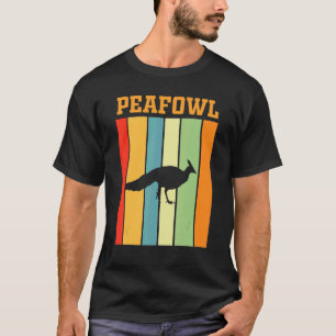 Pfauenschatten-Silhouette in Retrofarben T-Shirt