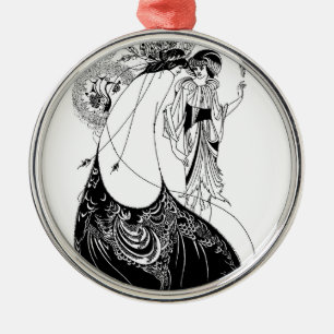 Pfauenschurz Beardsley Nouveau Silbernes Ornament