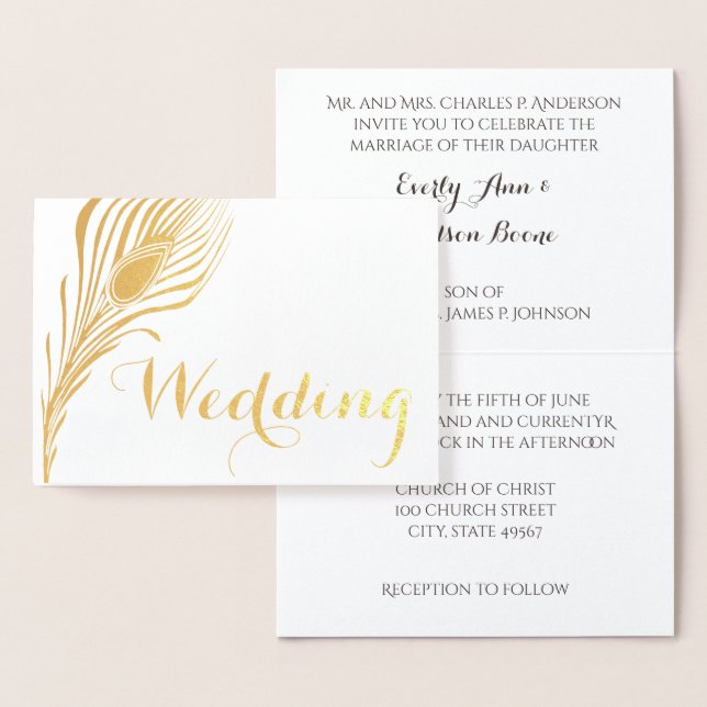 Pfauentypografie - Einladung zur Hochzeit (Anzeige)